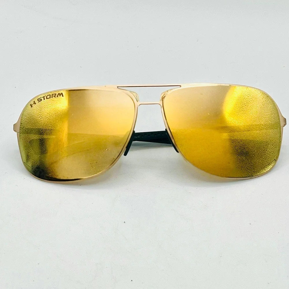 Under Armour Alloy Polarized Navigator Sunglasses Gold Orange 8640056-950198
